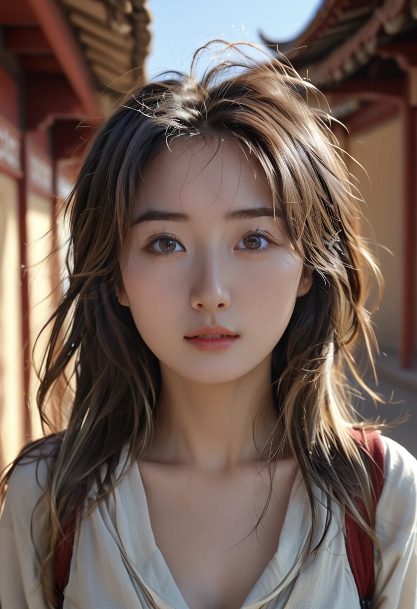 Browsing Caution,(RAW Photos, Highest quality),(Realistic, photo-Realistic:1.3),Highest quality,Very detailed,masterpiece,Very detailed,figure,One girl,upper_body,Dynamic Angle,world masterpiece theater,Messy_length_hair,Highest quality,Very detailed CG ユニティ 8k 壁紙,ink,wonderful,Cinema Lighting,lens_Flare,Dunhuang_style,