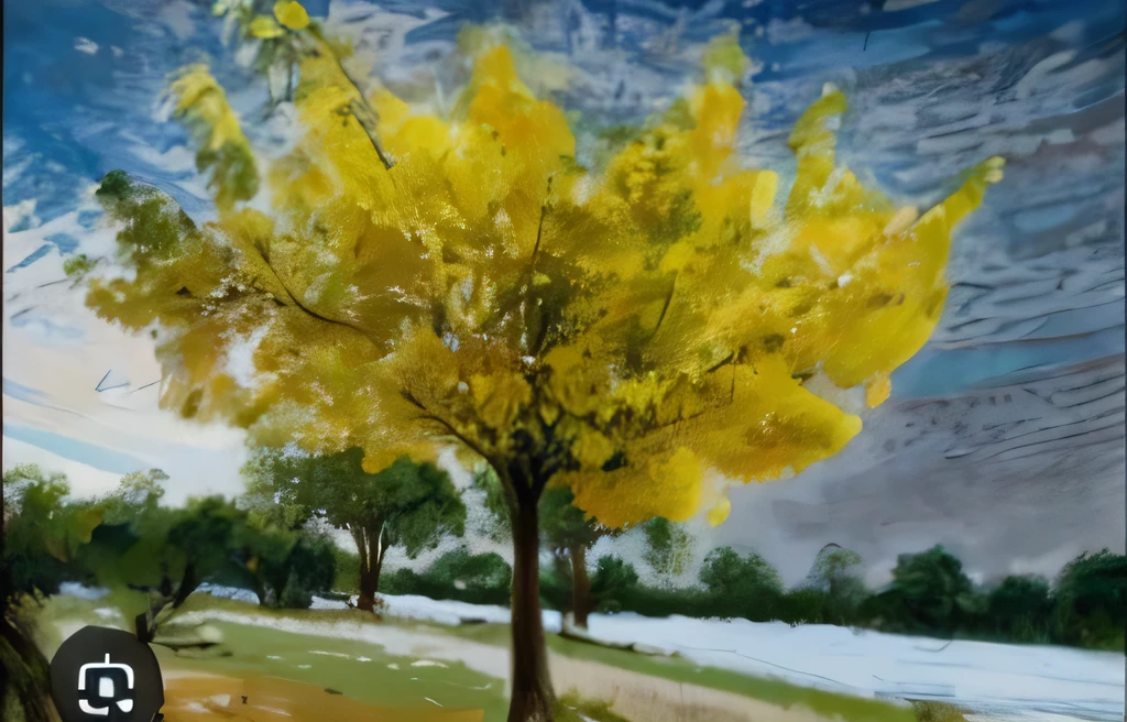 Draw a golden finches bird sitting on these tree