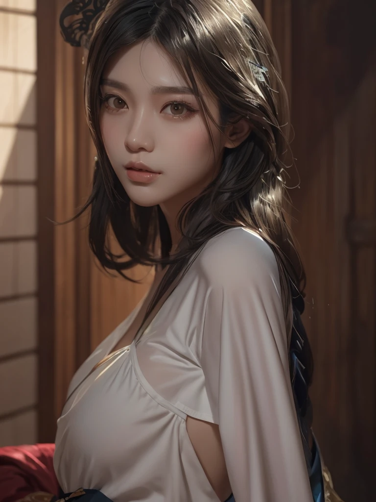 a close-up portrait of a white-haired woman wearing a white mask, stunning digital painting, Guwiz, Guwiz art style, white-haired deity, Yang Xie, exquisite character art, incredible character art, Fan Qi, Wu Junxian, Guwiz on Pixiv ArtStation, (not: 1.0)