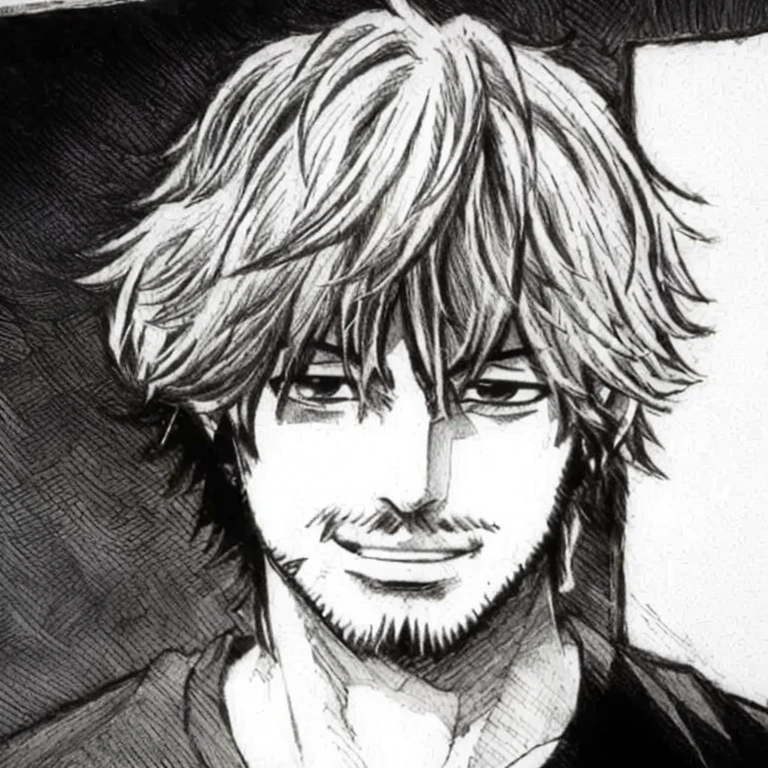 a drawing of a man with a beard and a black shirt, Manga style by Kentaro Miura, kentaro miura manga art style, kentaro miura manga style, your manga portrait, tsutomu nihei style, style of hajime isayama, fukaya yuichiro, in manga style, kentaro miura style