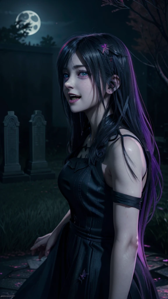 anime artwork anime artwork 1girl,abyss girl,open mouth,((masterpiece)), ((best quality)), 8k, high detailed, ultra-detailed, illustration, portrait, horror, gothic, (1girl), (sinister:1.2), a young girl with a grotesquely elongated mouth, standing in a dimly lit cemetery, moonlight casting eerie shadows, (ethereal and haunting),wisps of spectral mist, (spectral hands:1.1), reaching out from the tombstones, creating a sense of dread, (floating:1.3), surreal and nightmarish, (dark and foreboding), (motion blur), (glitch effect), (vibrance:1.2), (chromatic aberration), (saturated reds), (film grain), (sinister whispers:1.5), (sinister laughter:1.4), A chilling and unsettling atmosphere, capturing the girl's unsettling transformation into a creature of the night,. anime style, key visual, vibrant, studio anime, highly detailed