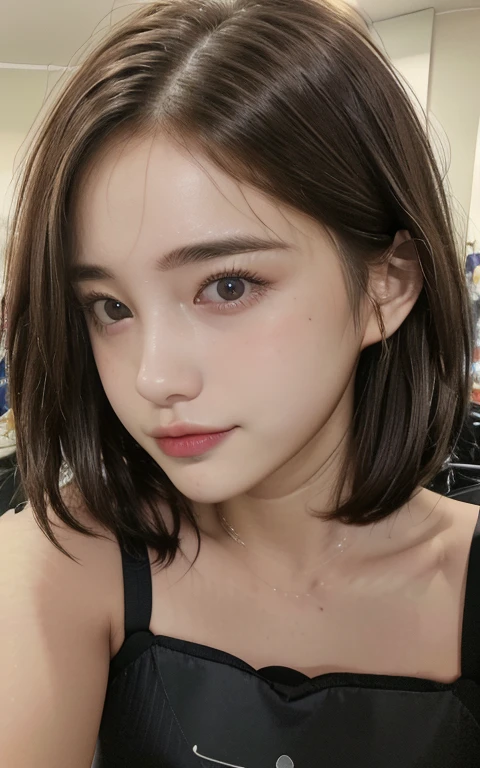 ((top-quality、8k、masuter piece:1.3))、1 girl、Latino blood、Beautiful woman with slender abs:1.3、(Highlight Haircuts、Breast A Cup:1.2)、Black see-through:1.1、hyperdetailed face、A detailed eye、double eyelid、Face only、kawaii、a secretary、a baby face、bobhair