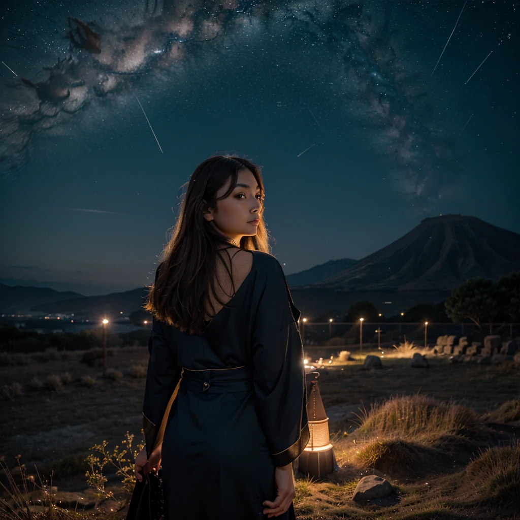 Imagine a spiritual representation where the mother, father and son are united, Holding hands, immersed in a spiritual existence with luminous tones predominant in red and blue. Esta cena, emocionante e lindo, deve ser visualmente impressionante, with stunning detail in 8k resolution.
In the immensity of a starry night sky, com planetas, comets and an entire galaxy, visualizar realidades superiores e conceitos elevados, that transcends mathematics, uma filosofia, a arte e a beleza. This acrylic painting, capturada com uma lente de 35mm, It must be a cinematic masterpiece in 8k quality, inspirado no estilo marcante de Greg Rutkowski.
This image should not only dazzle visually, but they also evoke deep emotions and represent the exploration of higher ideas and concepts, offering an artistic and intellectual journey to those who contemplate it."