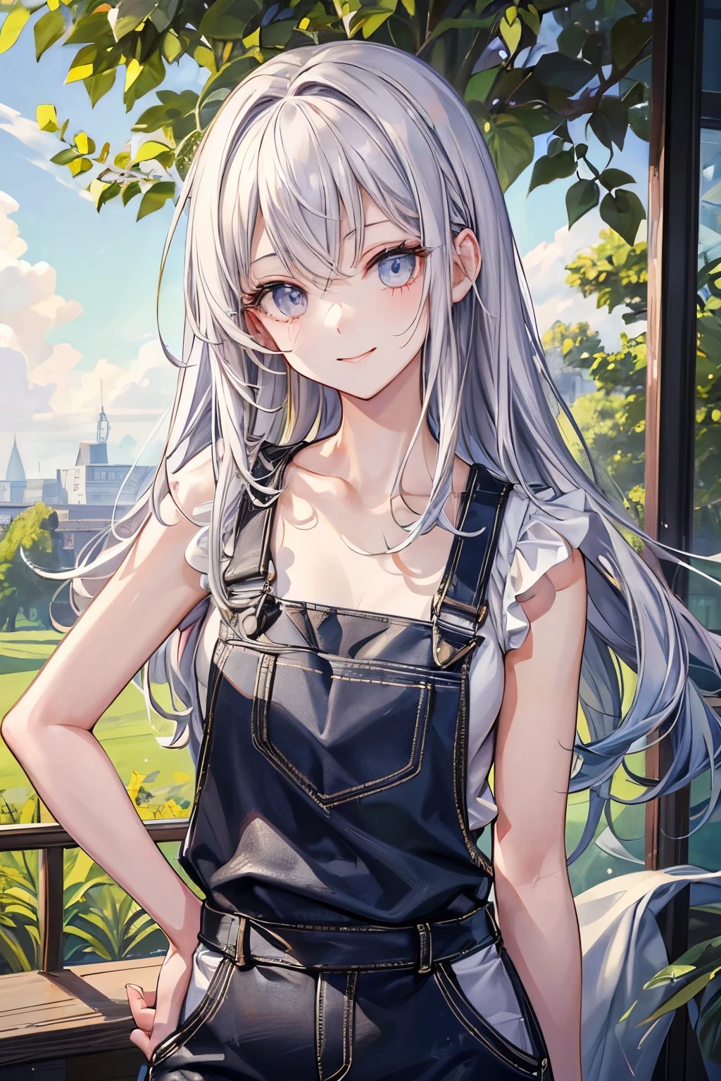 (masutepiece ,Best Quality,Insanely detailed), 1 Cute Pure Girl,Innocent smile,(naked overall:1.3),From below,Blue sky,white clouds,Summer sunshine,detailed and beautiful eyes,Twinkle Eyes,Glossy lips,  Perfect Anatomy , Perfect five fingers,Attractive,amazing, The Ultra-Fine Age