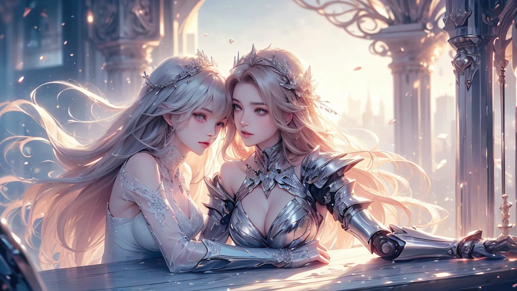 (((Tabletop))), (((Highest quality))), ((Very detailed)), (Very detailed写真), ((Very delicate and beautiful)),(Cute delicate face),here is a digital art of a very futuristic looking female that has armor and armss, One girl, arms, alone, sf, Holding, Holding arms, robot,Beautiful face and eyes, double eyelid,Delicate skin,Slim figure
