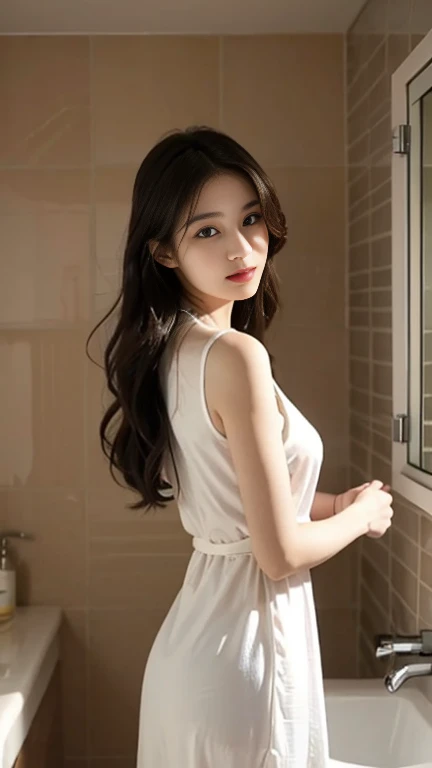 1 Girl,bathroom,Soft Light,Chinese Beauty,Sex nightdress,Long hair