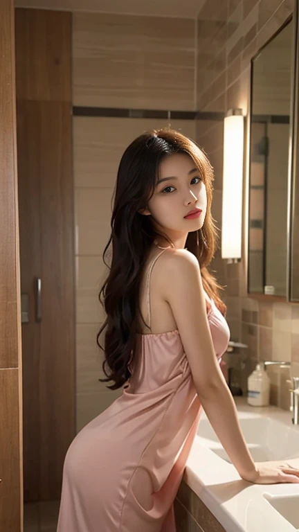 1 Girl,bathroom,Soft Light,Chinese Beauty,Sex nightdress,Long hair