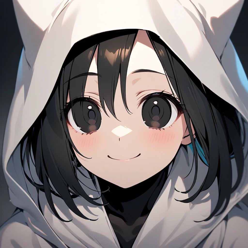 smile,
with white face and black around the eyes