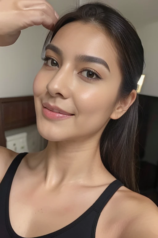 (Highest quality:1.2),(Perfect Beautiful Face 1.2),(Perfect and beautiful posture:1.2),(Attractive female wrestlers:1.2),Big and ample breasts,Black hair ponytail,sports bra too small,(Face close-up:1.2),(Abnormal sweating:1.2),best quality real texture skin,Clear Eyes,Looking into the camera,Kiss the camera,((Cleavage,I sweat a lot in my armpits))Smooth underarm skin,