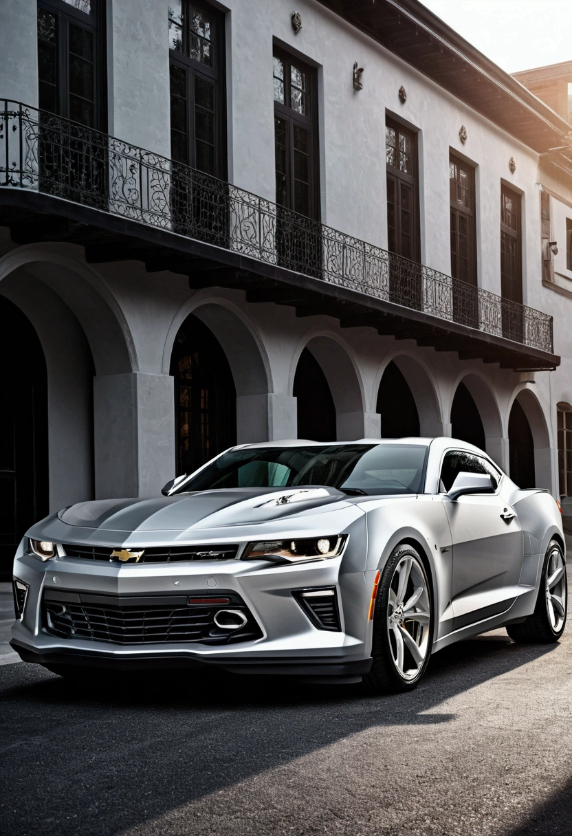 beautiful silver camaro car