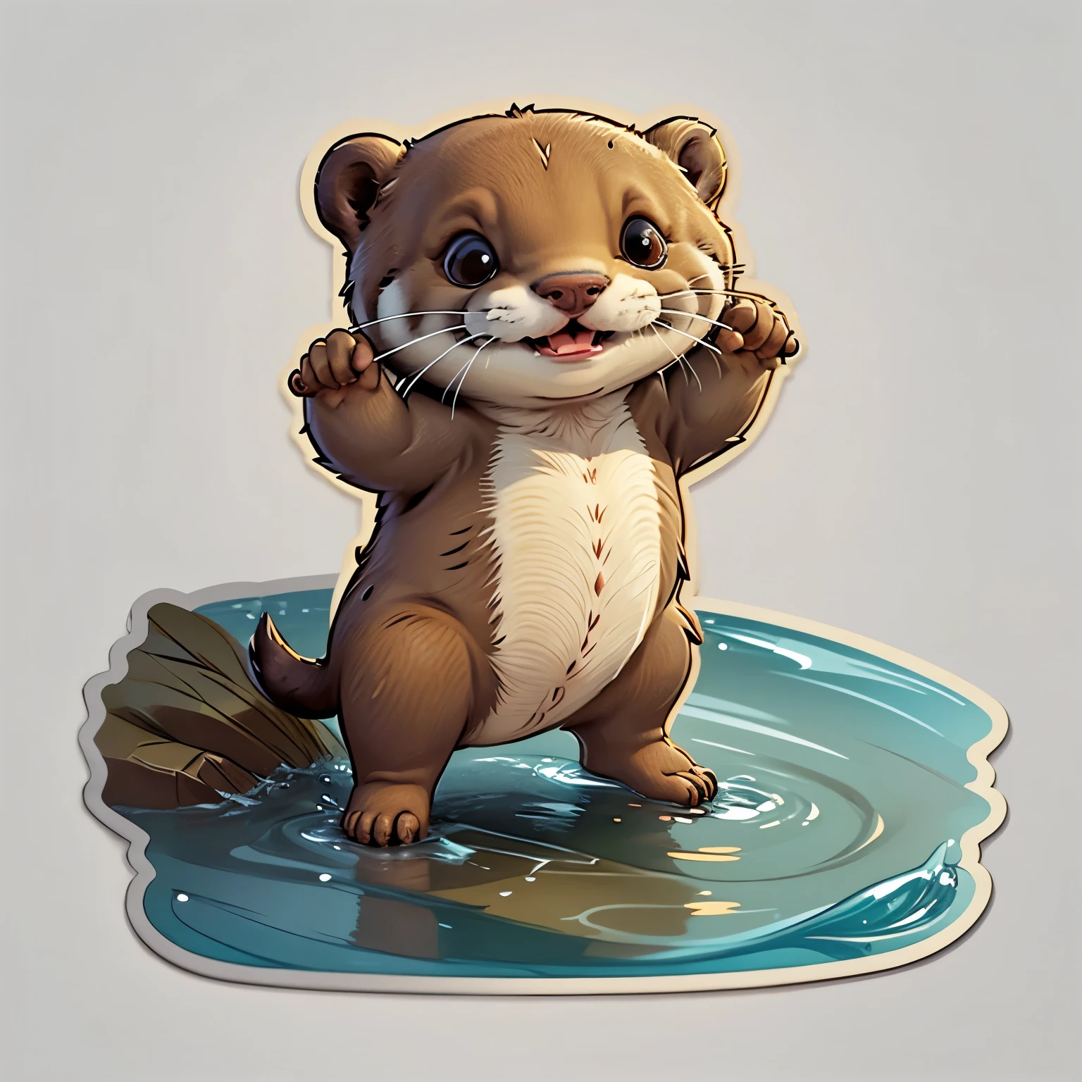 Very small and cute otter cartoon sticker,Chibi Style,whole body,Cute and detailed,Adorable,Cute and detailed artwork,Cute illustrations,