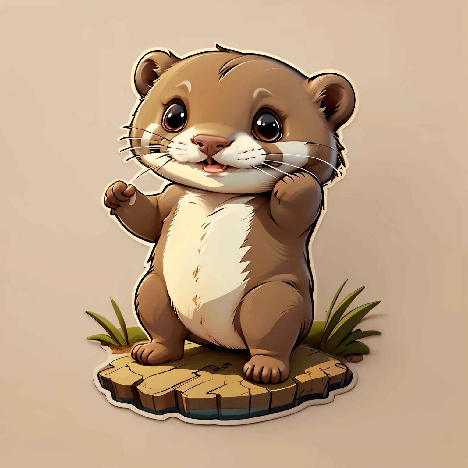 Very small and cute otter cartoon sticker,Chibi Style,whole body,Cute and detailed,Adorable,Cute and detailed artwork,Cute illustrations,