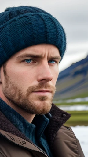  A handsome Icelandic man focus on face