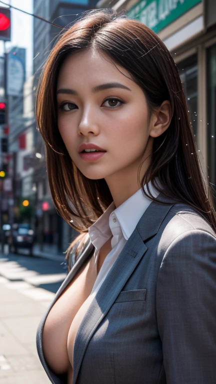 Super popular stripper、Pleasure that goes through、Breakthrough orgasm、Dripping Wet pussy、Dripping Wet pussy、Wet pussy,Squirting.,Nipple squirting.Nipple Splash,(8k, RAW Photos, 最high quality, masterpiece: 1.2), (Realistic, photoRealistic: 1.37), 1 Woman in a suit standing on the sidewalk, Cityscape, Day, Sunny Morning, Professional Lighting, Photon Mapping, Radio City, Brazilian women, Torn, shirt, Woman in a suit,Tingling nipples、Tingling nipples、Fir fir、 Silk Suit, masterpiece, 最high quality, high quality, High resolution, Big Breasts, ((Face close-up)),