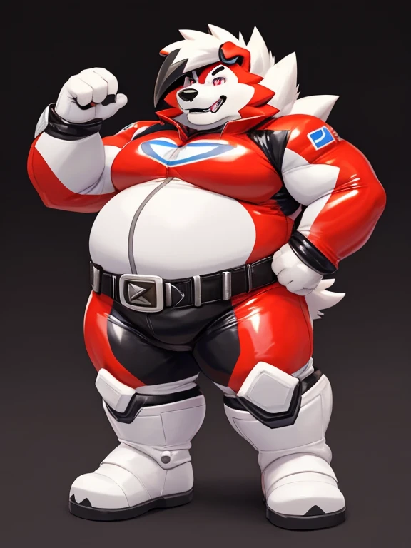 Standing pose,solo，male people，chubbiness，small fat， solo， Detailed pubic hair， A high resolution，， tmasterpiece，Excessive obesity，Obesity in the extremities，foot in the air，Correct body proportions，overweight，roadhog，proportions，overweight ,lycanroc,rad rubber hero suit,lycanroc helmet,Y-shaped mark belt,white boots and white glove,power ranger,rad rubber hero suit,rad rubber hero suit,rad rubber hero suit,rad rubber hero suit,rad rubber hero suit,rad rubber hero suit,rad rubber hero suit,rad rubber hero suit,rad rubber hero suit