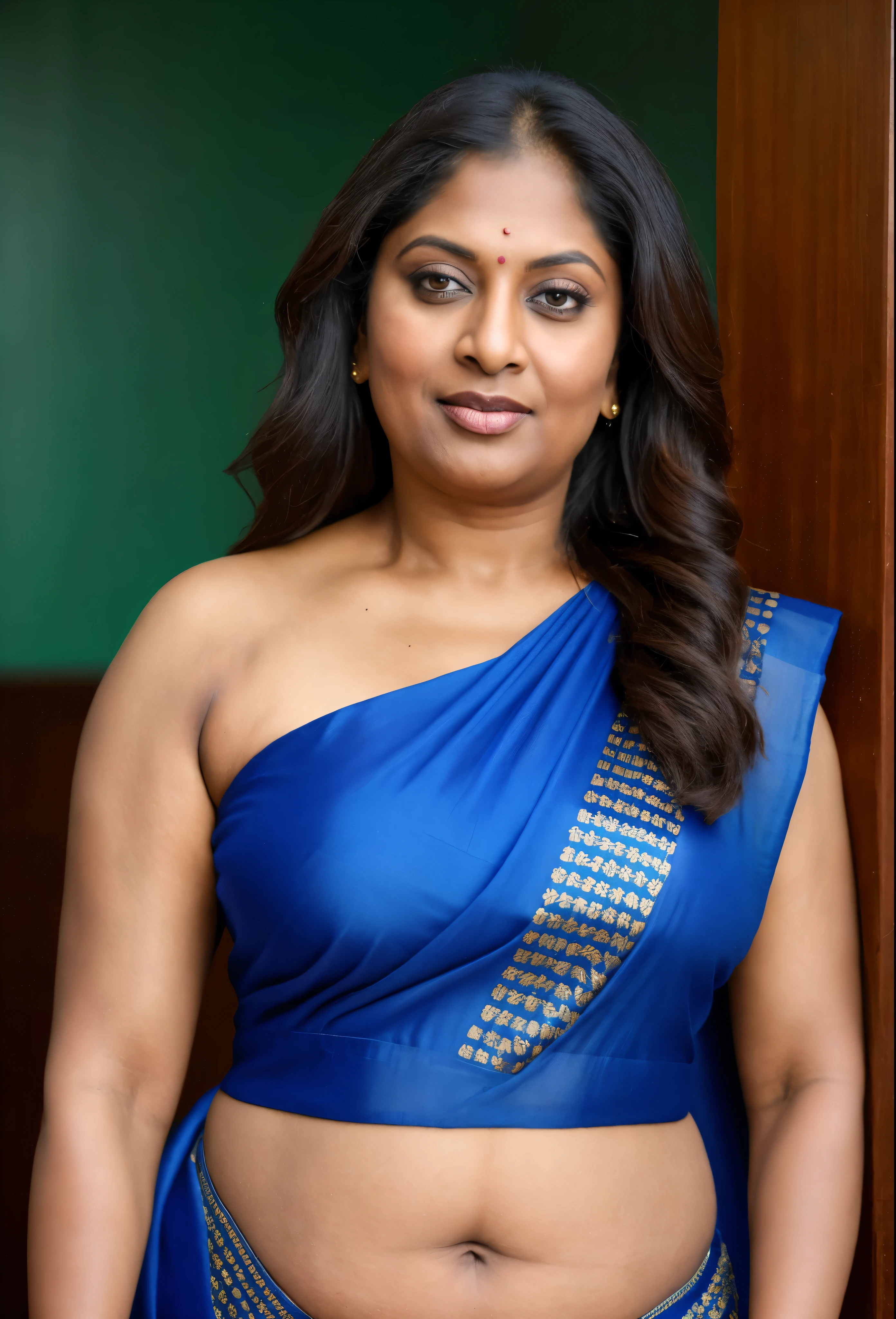 Foto RAW, photorealistic, true milf, mature wrinkles skin, tanlines, photography, full body shot, 70 years old Woman, nadhiya moidu, hot nadhiya mommy, master shot, perfect eyes, goddess like beauty, nadhiya momma, nadhiya amma, pierced eyes, perfect thick chubby mallu Desi aunty bhabhi, Wearing a Stanapatta, a chest-band.Saree model, model Photography, Indian saree shoot, Indian traditional wear advertising photography, traditional wear brand shoot, face of indian chubby milf actress Nadhiya or Nadia Moidu or Nadiya moidu, masterpiece, realistic, realism, incredible details, pleasure, photorealism, detailed skin, skin pores, high contrast, photorealistic Artstation 8k HD digital art trend of high definition and detailed realistic skin texture, ultra detail, realistic skin texture, armature, best quality, ultra high definition, (photorealistic:1.4),, high resolution, detail, raw photo, sweat, Re sharp, by Lee Jefferies Nikon D850 Film Stock Photo 4 Kodak Portra 400 Camera F1.6 Lens Rich Color Ultra Real Realistic Realistic Textures Dramatic Lighting Unreal Engine Trending at Art Station Cinestill 800,(pele altamente detalhada: 1.2), 8k UHD, DSLR, soft-lighting, alta qualidade, grain of film, Fujifilm XT3,she didn't like to wear blouse or bra, she is happy to wear only saree, she hates blouse or bra, detailed hairy armpits, hyper realistic skin, skin pores, sweat, veins on the body, skin texture, freckles 0.2, RAW photo, astounding details, professional fashion photography, photographed by master photographer, insane skin texture details, bulky figure, plus size Indian aunty, chubby Indian housewife, Indian desi Mature widow aunty, queen of seduction, tempting jiggly figure, appealing body language, she wants to alleviate his loneliness, she wants to be a sugarmommy, mature aged beauty, true mature goddess, visible few wrinkles stretchmarks, few tanlines in her face, She is the mother of four sons,
