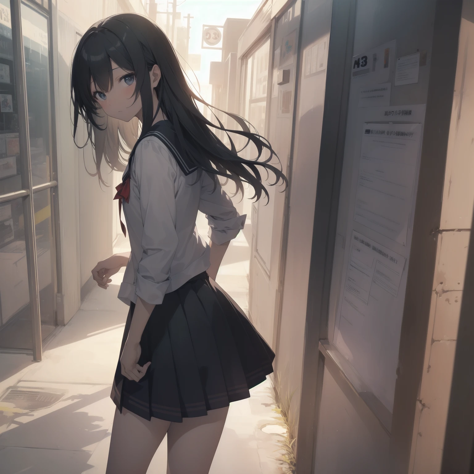ultra-absurdres-Top quality by artist God, ultra-detailed, high resolution, anime moe artstyle, best anime 8k konachan wallpaper, pixiv contest winner, pool:2810, perfect anatomy,break, 1girl, (Please draw a girl walking sleepily to school alone. )break,(Solo,little female, 13-year-old:1.3),Full limbs, complete fingers,a junior high school student, (very short hair), short cut, flat chest, , small butt, small black eyes, beautiful detailed eyes, well-proportioned iris and pupils, expressive eyes, highres detailed hair, soft expression, salor school_uniform, sailor collar, serahuku, bow, pleated skirt,(Detailed Lighting), (Detailed background), in the School commute route. break,super detailed skin, Best cinematic lighting powered by famous artist, 8k,beauty illustration,photoshop_(medium),very aesthetic,break,((artist:haruhisky )), artist:clamp ,artist:carnelian ,artist:kantoku ,
