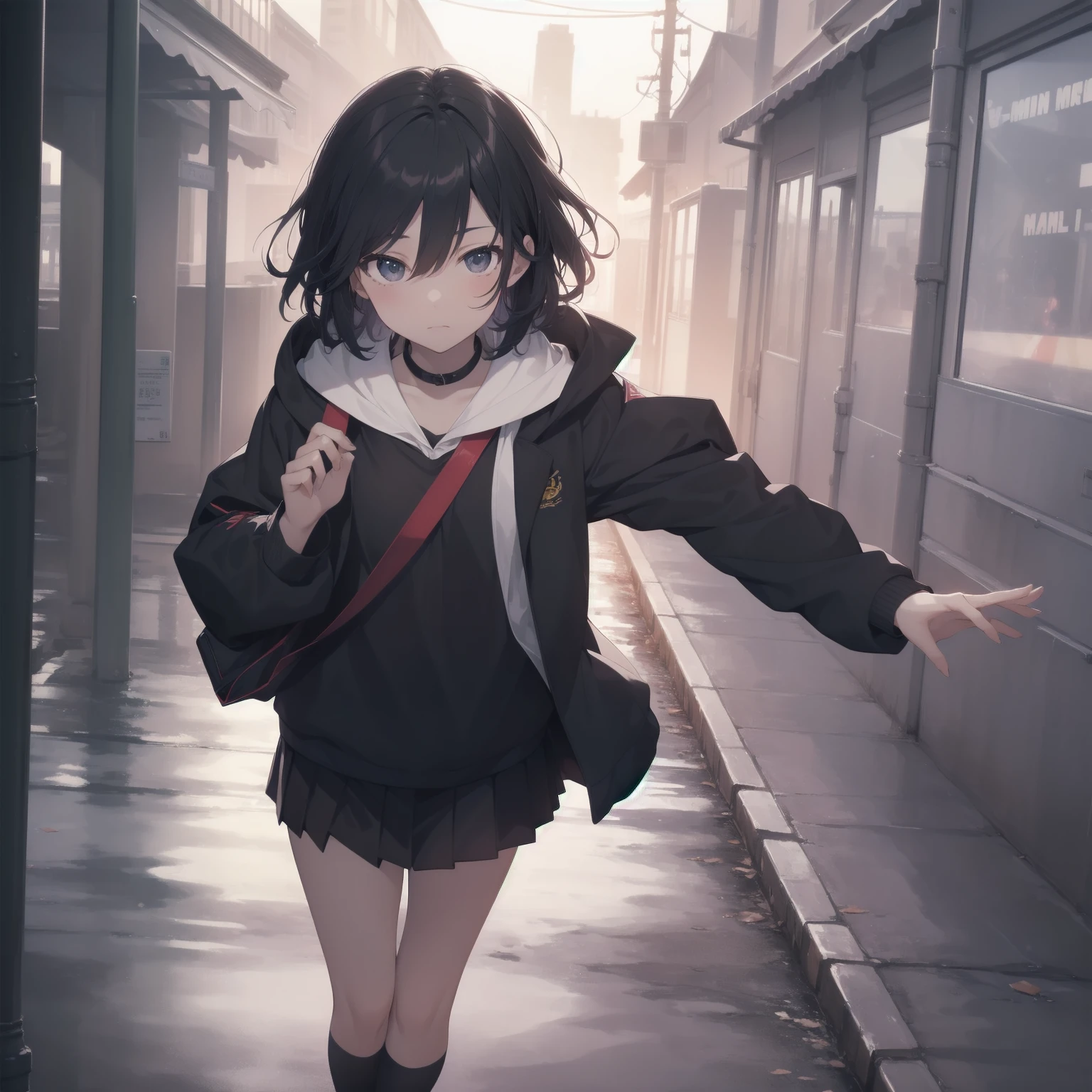 ultra-absurdres-Top quality by artist God, ultra-detailed, high resolution, anime moe artstyle, best anime 8k konachan wallpaper, pixiv contest winner, pool:2810, perfect anatomy,break, 1girl, (Please draw a girl walking sleepily to school alone. )break,(Solo,little female, 13-year-old:1.3),Full limbs, complete fingers,a junior high school student, (very short hair), short cut, flat chest, , small butt, small black eyes, beautiful detailed eyes, well-proportioned iris and pupils, expressive eyes, highres detailed hair, soft expression, salor school_uniform, sailor collar, serahuku, bow, pleated skirt,(Detailed Lighting), (Detailed background), in the School commute route. break,super detailed skin, Best cinematic lighting powered by famous artist, 8k,beauty illustration,photoshop_(medium),very aesthetic,break,((artist:haruhisky )), artist:clamp ,artist:carnelian ,artist:kantoku ,