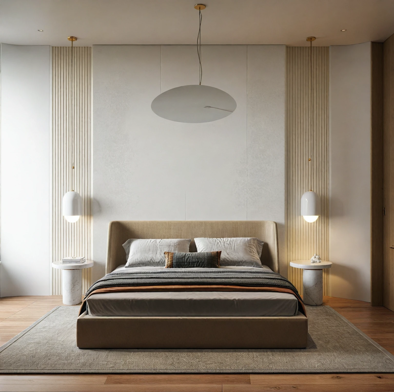 ,Masterpiece, Best quality,8K, Ultra-high resolution,When you step into the ( bedroom : 1.3 ,Immediately surrounded by a rich atmosphere of luxury. The space was covered with a soft white fluffy blanket,It is so comfortable,So much so that you can't help but indulge in it。Embellished with precious porcelain and white-off gold ornaments。Whenever it is late afternoon,The afterglow from the window spilled on the floor,Soft light and shadow are reflected,It was as if entering a dreamland. ((Wooden chair and table : 1.3)), ((COLUMN MIRROR : 1.3))