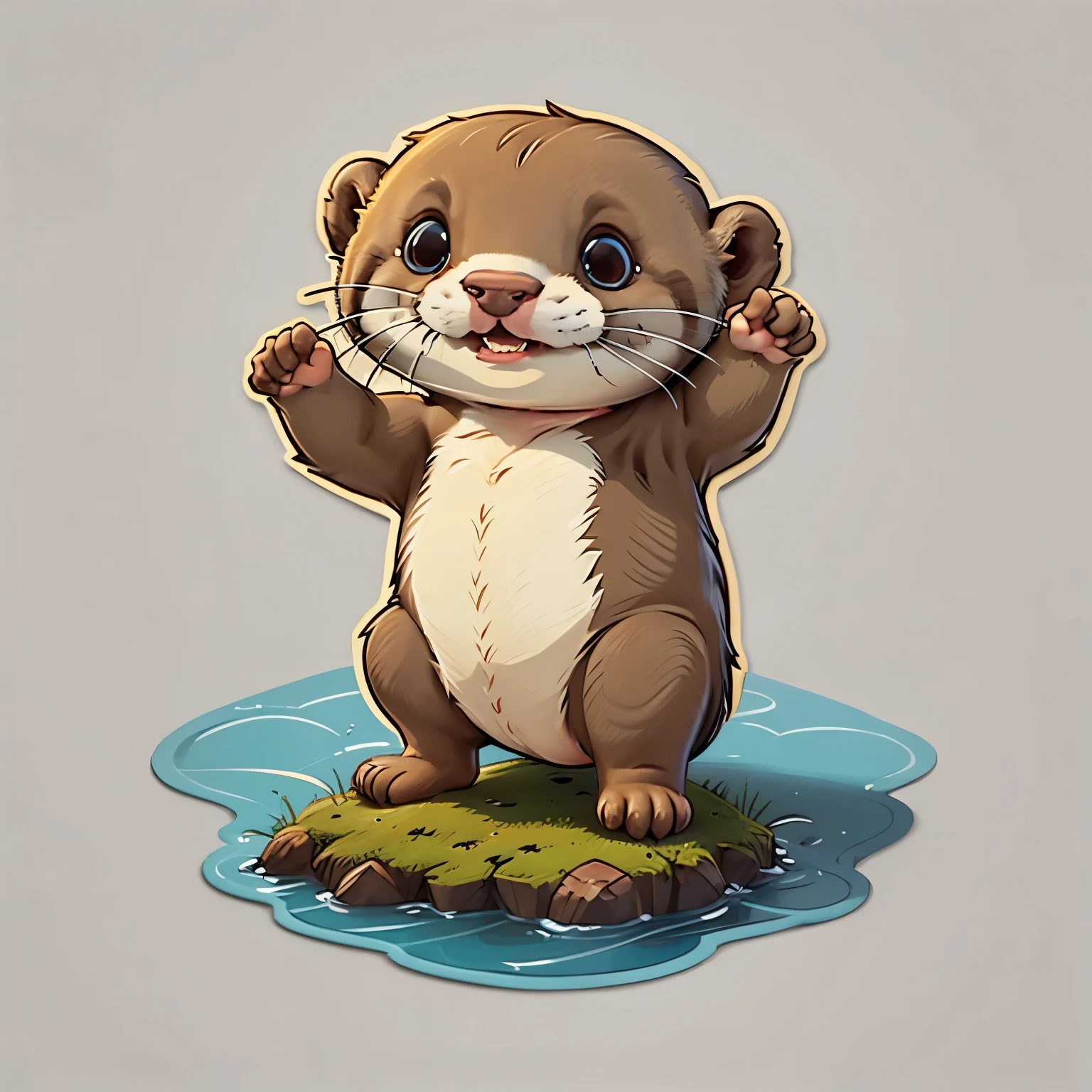 take a bow,Very small and cute otter cartoon sticker,Chibi Style,whole body,Cute and detailed,Adorable,Cute and detailed artwork,Cute illustrations,
