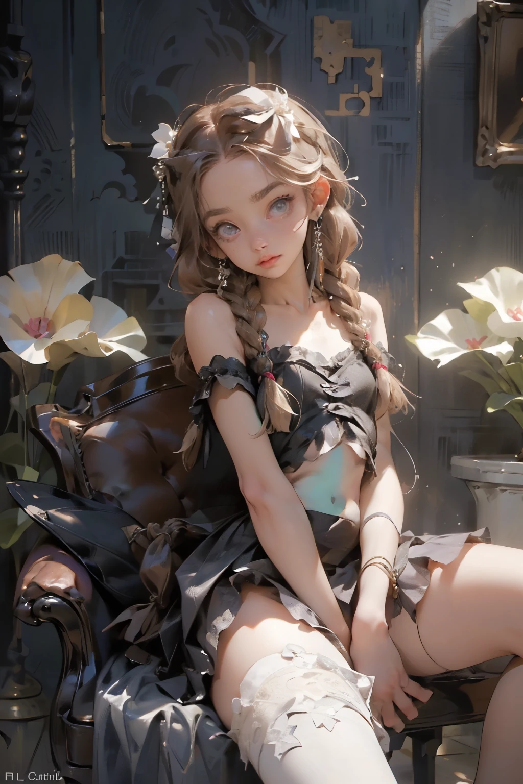  ((best quality)), ((masterpiece)), (detailed), 1girl, off-shoulder, little tribal,(((little ,small))),(round face),(little chest),(big forhead:1.2),(beautiful big eyes:1.3),extremely detailed cute anime face, (((flat chest))),((((long twin braids,tight braids,long braid,braided hair,long hime cut,colored inner hair)))),intricate eyes,beautiful detailed eyes,symmetrical eyes,((((lustrous skin:1.5,bright skin: 1.5,shiny skin,very shiny skin,shiny body,Reflective skin)))),(((detailed face))),beautiful detailed lips,(nsfw)), highres,(best quality),(ultra detailed,extremely detailed),perfect face details, ((masterpiece:1.4, best quality))+, (ultra detailed)+, long twintails, (white thighhighs), cute girl, (flat chest:1.3), small breasts (flat chest:1.3), NSFW，Fine details, NSFW, small breasts, prominent collarbones, skinny arms, flat stomach, visible hip bones, long hair, ponytail, thick ponytail, heavy ponytail, red and white clothing, Bloodborne inspired, occult aesthetic, occult, detailed and intricate steampunk and detailed gothic, NSFW Fluttering lace frilly petticoats, pleated petticoats, very skinny, detailed, best quality, no accesoires around the neck, no shoes, prominent collarbones, skinny arms, flat stomach, visible hip bones, red and white clothing, Bloodborne inspired, occult aesthetic, occult, detailed and intricate steampunk and detailed gothic, NSFW, Very dramatic and cinematic lighting, cosmic horror, grim-dark, side-lighting, perfect face, NSFW, Fluttering lace flared long knee length dress with frilly petticoats, knee length dress, pleated petticoats, petticoats gothic, complex lace boots, side-lighting, gothic ****ta aesthetic
small breasts, a fairy, various different types of insect wings, NSFW
