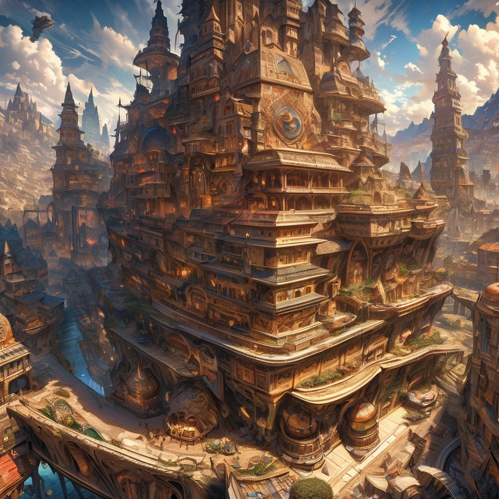 ultra detailed, high resolution, HDR, artwork, best quality, handsome smile, golden city, epic, surreal monuments