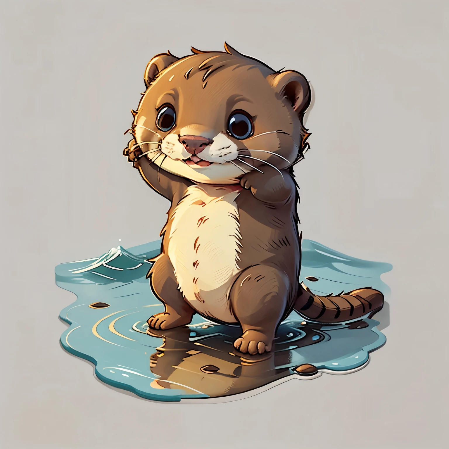 take a bow,Very small and cute otter cartoon sticker,Chibi Style,whole body,Cute and detailed,Adorable,Cute and detailed artwork,Cute illustrations,
