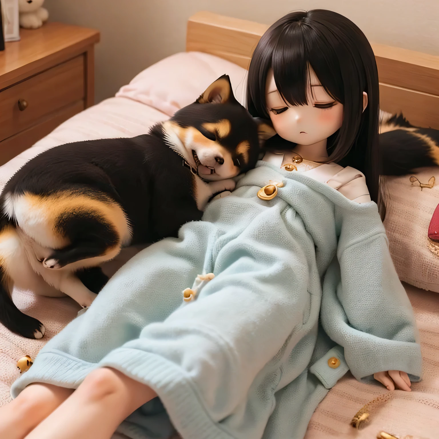 Shiba Inu Girl、Sleeping in bed