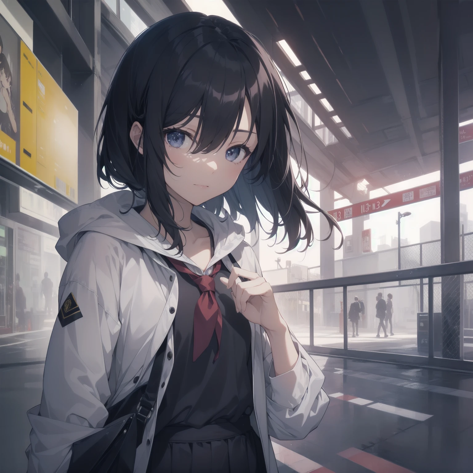 ultra-absurdres-Top quality by artist God, ultra-detailed, high resolution, anime moe artstyle, best anime 8k konachan wallpaper, pixiv contest winner, pool:2810, perfect ???????,break, 1girl, (Please draw a girl walking sleepily to school alone. )break,(Solo,little female, 13-year-old:1.3),Full limbs, complete fingers,a junior high school student, (very short hair), short cut, flat chest, , small butt, small black eyes, beautiful detailed eyes, well-proportioned iris and pupils, expressive eyes, highres detailed hair, soft expression, salor school_uniform, sailor collar, serahuku, bow, pleated skirt,(Detailed Lighting), (Detailed background), in the School commute route. break,super detailed skin, Best cinematic lighting powered by famous artist, 8k,beauty illustration,photoshop_(medium),very aesthetic,break,((artist:haruhisky )), artist:clamp ,artist:carnelian ,artist:kantoku ,

