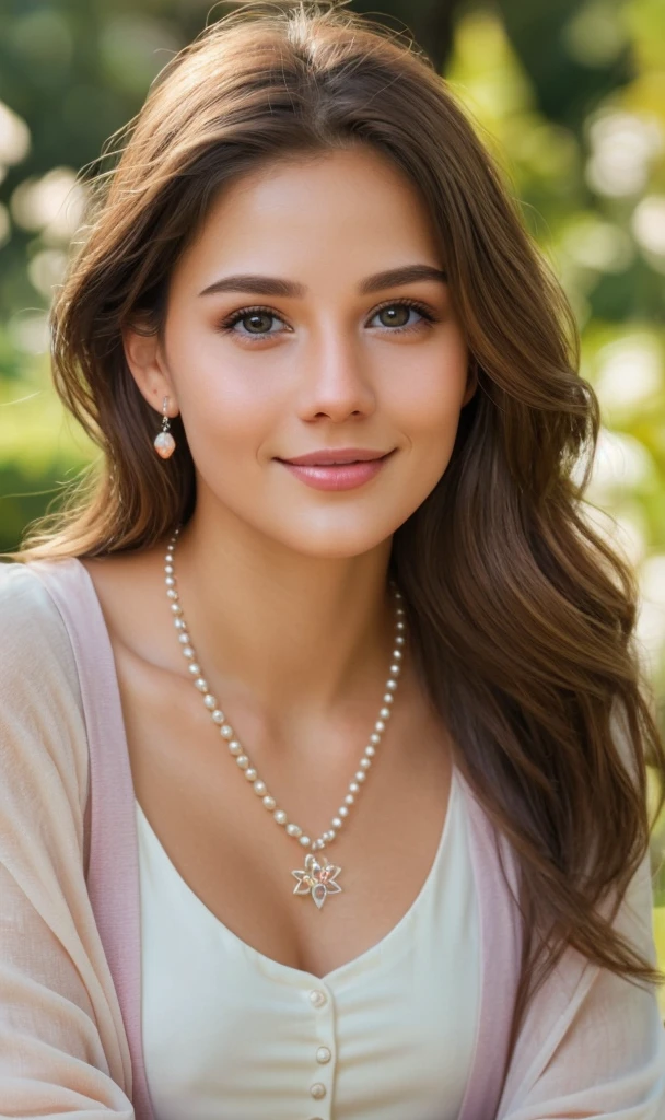a smiling woman, 1girl, beautiful detailed eyes, beautiful detailed lips, extremely detailed face, longeyelashes, detailed portrait, cinematic lighting, photorealistic, highly detailed, intricate details, hyperrealistic, vibrant colors, warm color palette, natural skin tones, soft focus, glowing skin, elegant expression, serene mood