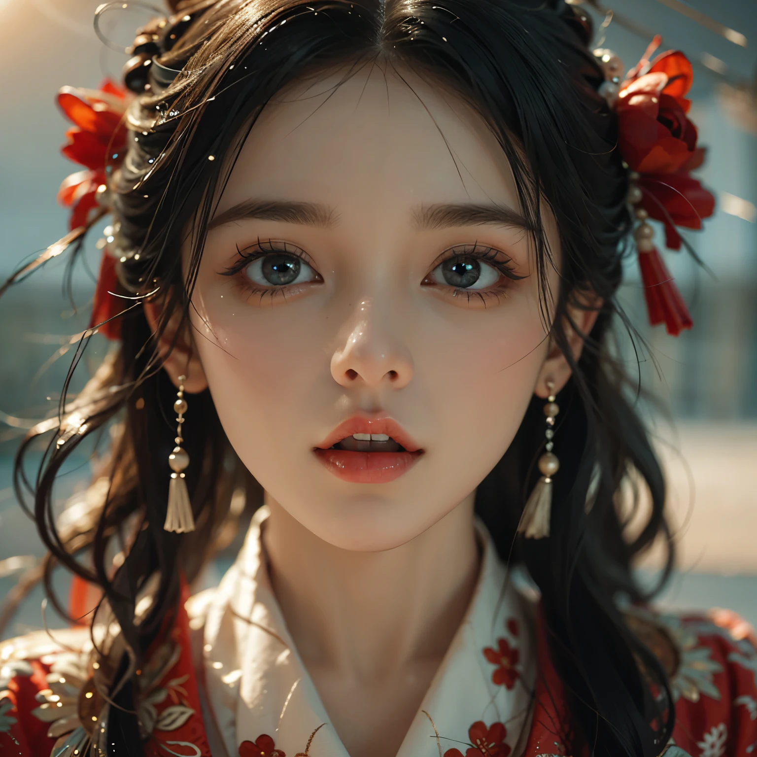 ExtremelyDetailed KAWAII girl Face,(Close-up big lips), glossy lips with beautiful details, Coquettish tongue, Kissing to camera, towards the viewer, 8K TopQuality masterpiece,an extremely delicate and beautiful (ProfessionalPhoto:1.37), Amazing,finely detail,official art,incredibly absurdres,ultra-detailed,close-up shot, close up, (fish eye lens), wide lens, macro lens, Detailed brilliant Sparkling Eyes with (Voluminous LongEyelashes:0.88)