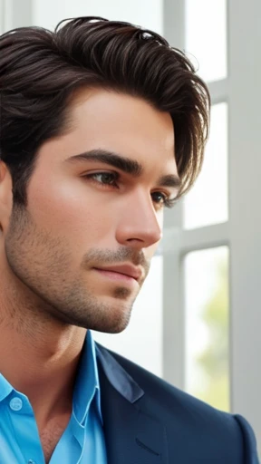A handsome IAUDIM man focus on his face