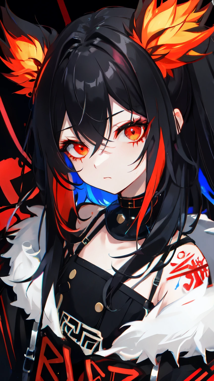 Highest quality, Intricate details, chromatic aberration,
1 girl, Wide range, Black fur, Messy Hair, Red reflection, Hair above one eye, Red eyes, Sharp eyes,
choker, Neon Shirt, Torn leg clothes, Open jacket,
Against the wall, Brick wall, graffiti, Shineing grafiti, Shineing tattoos, Shine, Neon Light,
Black light,