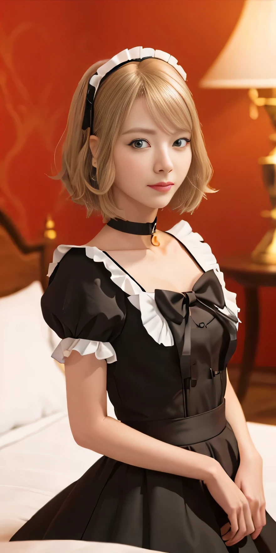 最high quality, High resolution, Unity 8K wallpaper, (figure:0.8), (Beautiful fine details:1.6), Highly detailed CG, Night Time, One girl, bionde Hair, Blue eyes, bionde, Medium chest, hotel, Clear skin, (Expressionless like a doll), Hollow Eyes,(masterpiece), wallpaper,high resolution,(窓から夜景が見えるhotel),Intricate details, beautiful, sexly, erotic, Obscene, Noise Reduction,sensuous,Seductive pose,Cute anime face,Dog collar,high quality,Anime Style,sexuell,Shiny Hair,(ラブhotel:1.3,Love bed,On the bed),(Black Gothic ****ta Maid Outfit)
