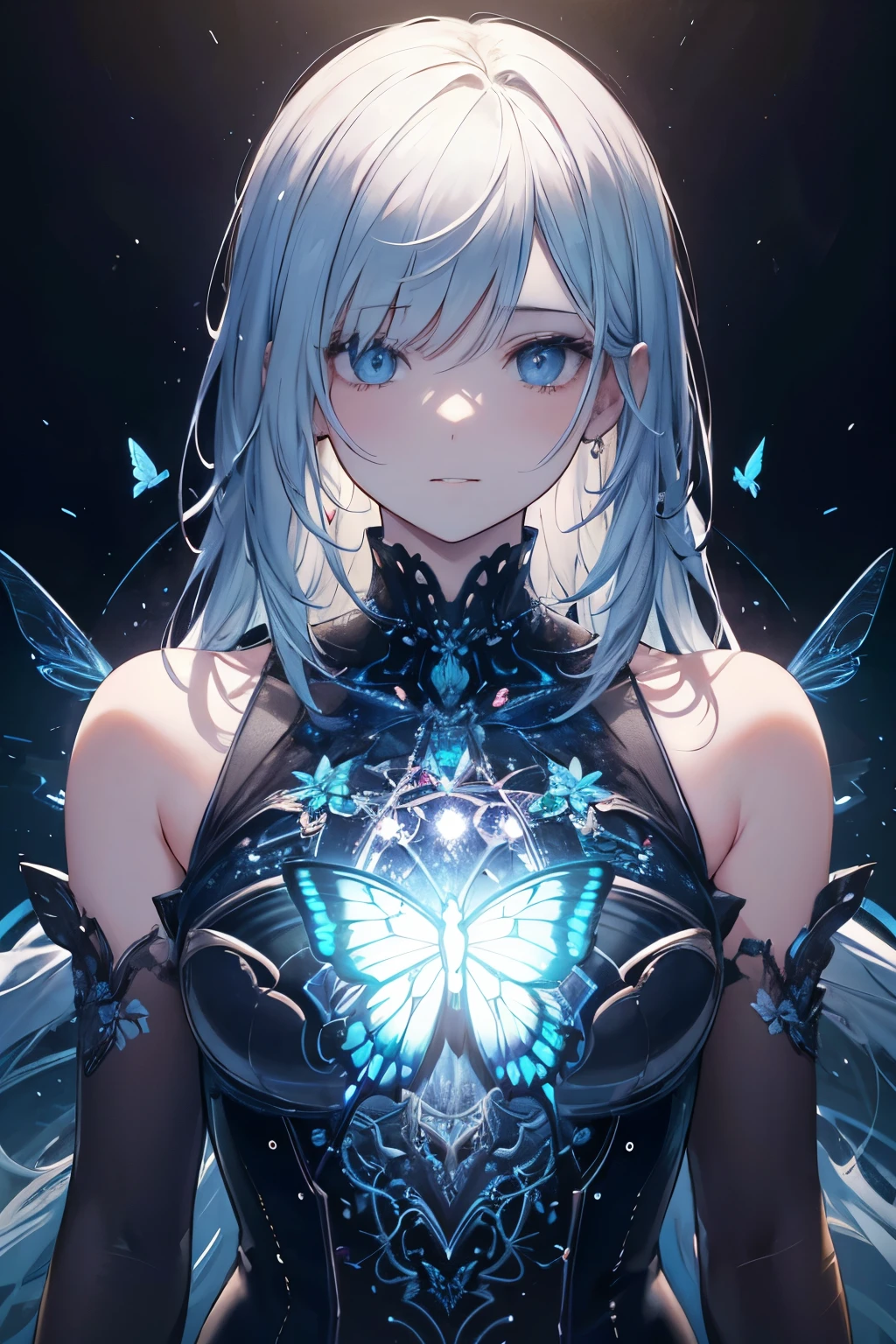 Layered transparent bodies in the human head、Hybrid with butterfly drawn only in the brain, beautiful detailed Complex insanely detailed octane render trending on artstation, 8K Art Photography, Realistic, Centered, Symmetric, I drew, Complex, Volumetric lighting, beautiful, A masterpiece of deep colour, Sharp focus, Super detailed, Dan Mumford and Mark Simonetti's style, Astrophotography