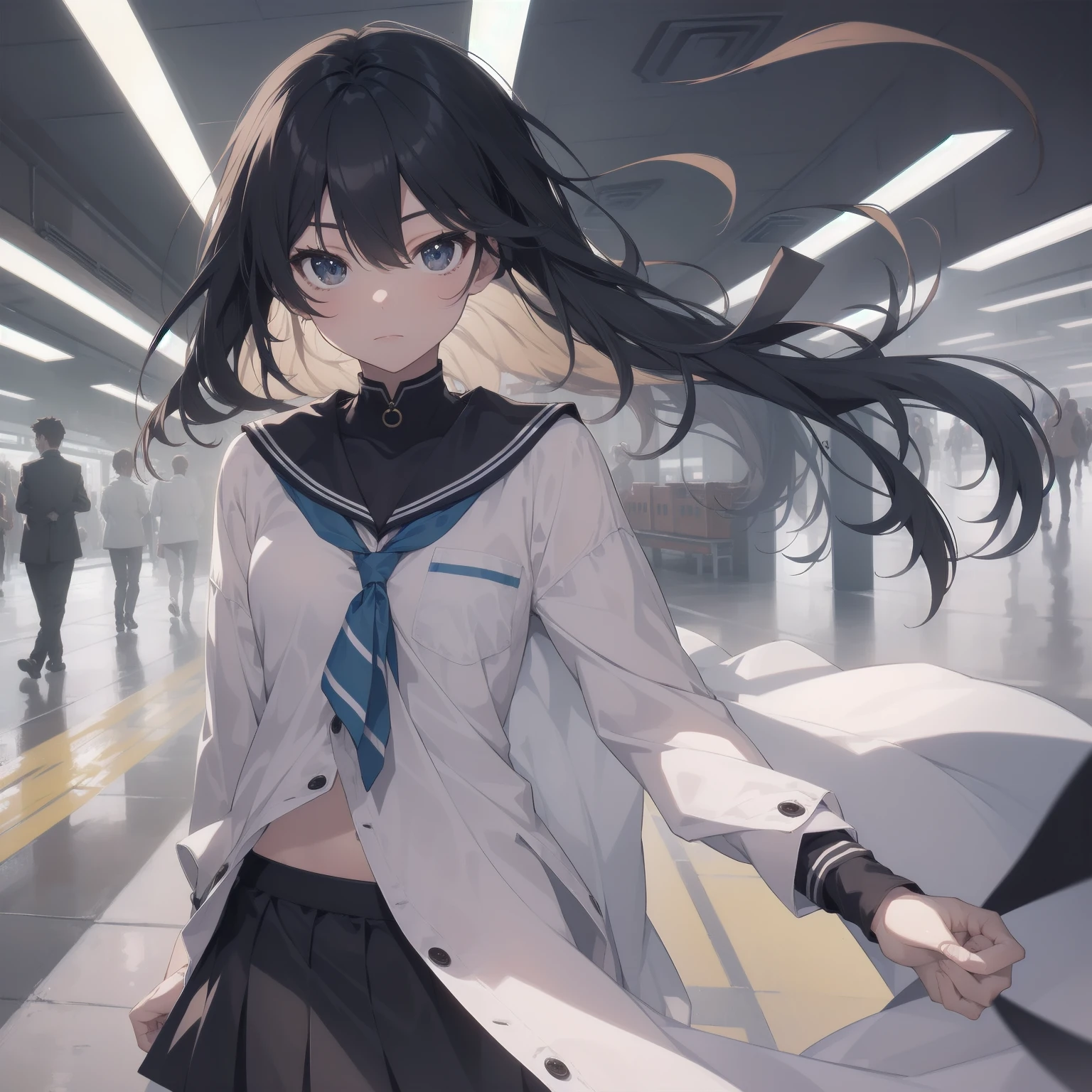 ultra-absurdres-Top quality by artist God, ultra-detailed, high resolution, anime moe artstyle, best anime 8k konachan wallpaper, pixiv contest winner, pool:2810, perfect anatomy,break, 1girl, (Please draw a girl walking sleepily to school alone. )break,(Solo,little female, 13-year-old:1.3),Full limbs, complete fingers,a junior high school student, (very short hair), short cut, flat chest, , small butt, small black eyes, beautiful detailed eyes, well-proportioned iris and pupils, expressive eyes, highres detailed hair, soft expression, salor school_uniform, sailor collar, serahuku, bow, pleated skirt,(Detailed Lighting), (Detailed background), in the School commute route. break,super detailed skin, Best cinematic lighting powered by famous artist, 8k,beauty illustration,photoshop_(medium),very aesthetic,break,((artist:haruhisky )), artist:clamp ,artist:carnelian ,artist:kantoku ,