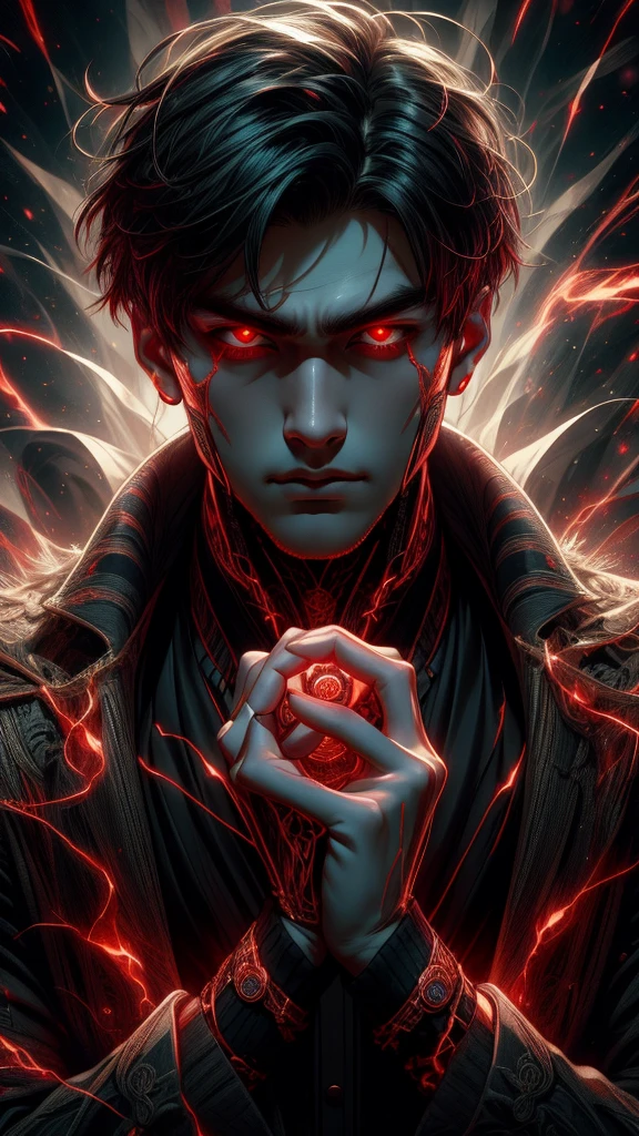 "Enjoy a visual feast as you witness the astonishing transformation of handsome 20-year-old Gojo saturo, a being of unparalleled strength and captivating aura. With brilliant short-cut black hair and red eyes penetrating, this energetic person will surprise you."