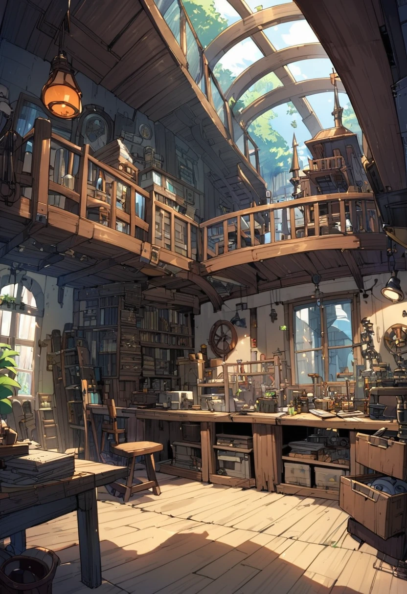 The inside of a carpenter's doll laboratory, The inside of a artificer's laboratory, medieval fantasy, studio ghibli style
