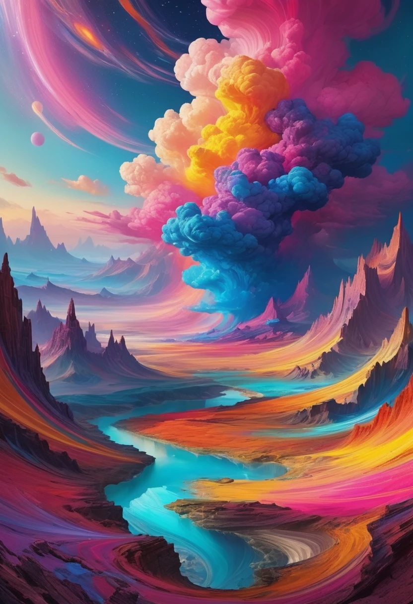 A gateway into a swirling maelstrom of color and otherworldly landscapes..