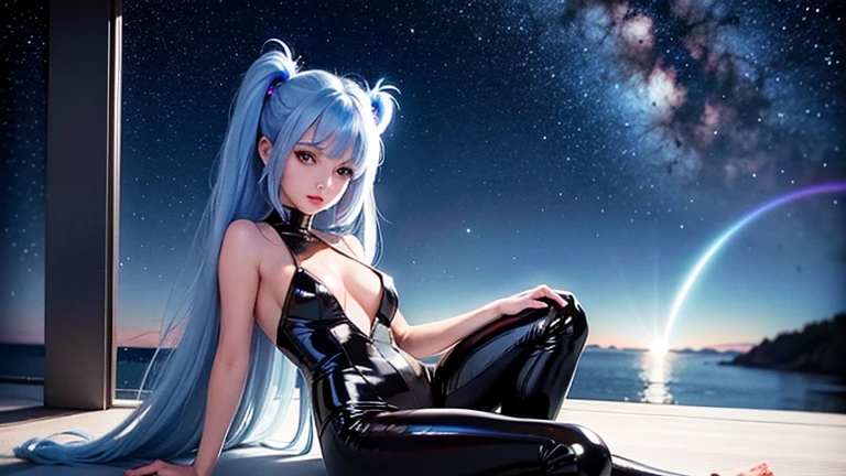 (masterpiece:1.2),Highest quality,In space,(Night Sky,Medium Hair:1.2),(Awareness-raising:1.2),Beautiful views,Dreadlocks,(Elaborate luminescence,Lens Flare Glow),(Hyper Detail),Hyper Detail,(Exquisite detail),(Intricate detail lights,Highest qualityのバックライト),Clear lines,New World,Get a peek at your audience,Solo Female,(Space Girl,space),Oriental woman,The girl looks like a Chinese movie star,Solo Female,Perfect body,Beautiful 16 year old girl,(One girl),(Bright bioluminescent hair,Bright and Shiny Eyeilky Way,Alien Planet),(セクシーなFuturisticスタイルの白いタイトな宇宙服を着た宇宙飛行士:1.1),(The material of spacesuit is extremely light),The girl has a small waist,Big breasts and small waist,Exposing shoulders,barefoot,exposed waist,Latex Tight Spacesuit,The chest of spacesuit shows the starry sky,Close your eyes for a moment,(Cyberpunk characters),(that's it:1.3),(Putting on makeup)),High contrast,(Best lighting,Very sophisticated and beautiful),((Moonlight)),Very colorful,((Photoshop pastel drawing:1.1)),Mysterious,(映画のmasterpiece),Suspense,Funk,(starscream),Color Splash,really eye-catching,((Caustics)),that's itmic angle,Big tits beautiful(Detailed brilliance),(spine-chilling),(Complex movie scenes behind it:1.2),environmental occlusion, (Ambient Moonshine), ray tracing reflection, Intricately painted background , (Glowing space suit), Terrorist, (Luminescent plants:1.2), Terrorist, Anxious, Futuristic, Terrorist, (Hologram Head-Up Display), (Delicate Great Comet),、Perfect body、1 female