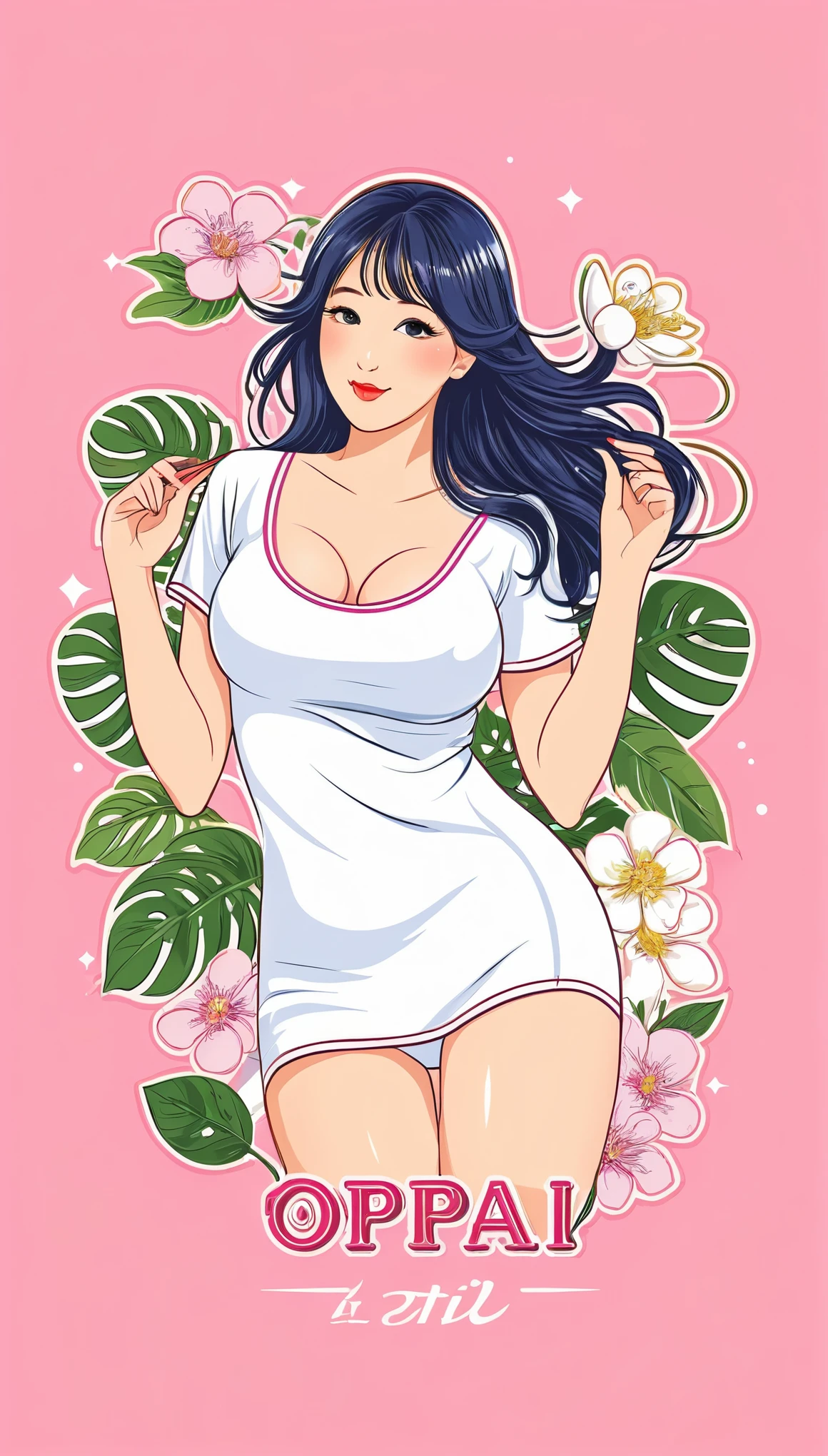 masterpiece,An illustration,ポップなTシャツのAn illustration,Vector Flat,Vector art,(((logo "OPPAI":2.0))),(detailed logo illustration:2.0)