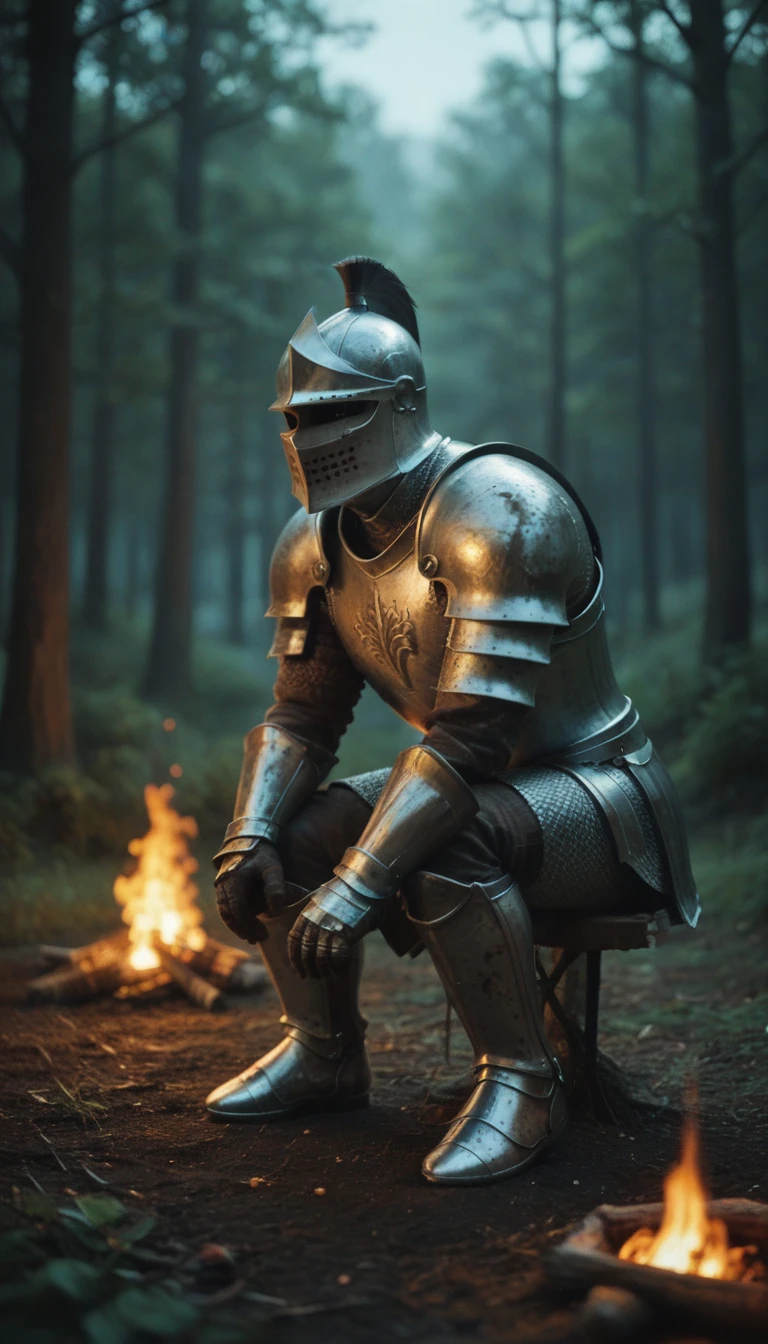 (zPDXL2), score_9, score_8_up, score_7_up, source_anime, 2d,
(1man, solo, (Knight, paladin:1.35), (fullplate armor, wethered armor, sword in sheats, plate helmet, old armor, damaged armor, dirt armor), near campfire, lean back, tree, sits across-legged, hands on knees), looking at viewer, facing viewer, right side view)), forest background, dark forest, night time, fire, campfire,
,AissistXLv2, unaestheticXL_bp5, SimplePositiveXLv2, zPDXL2 PonyXLV6_Scores