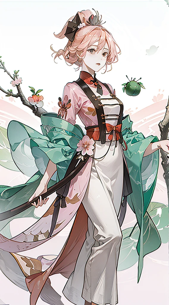 a peach tree,There is a bucket full of money under the tree