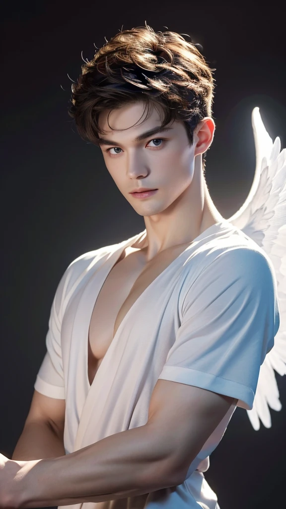 (Masterpiece: 1.3), (Best Quality: 1.2), 8K, hypersexual hyperdetailed gay erotic photograph, (Very Detail: 1.3), Best, (1 Boy: 1.2), not muscular, 18 year old shirtless twink boy model, nude, Masterpiece, Best Quality, Raw Photography, Photorealistic skinny angel with black wings, ((shirtless)), very short undercut hairstyle, (best quality: 1.5), (Masterpiece: 1.5), (very high detailed: 1.4), (beautiful boy: 1.5), 1boy, very beautiful white boy, ((19 years old)), ((full-length)), light blonde hair, big blue eyes, seductive eyes, bright, red blush, (shy face: 1.4), shell necklace, white shirt, (short skirt: 1.5), ((smooth face)), 