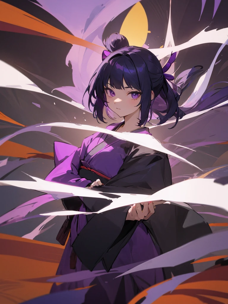 Wear a purple haori over a black kimono