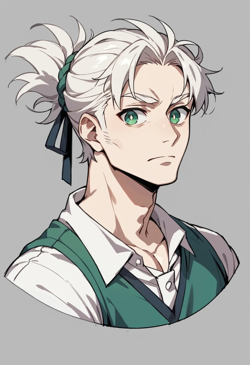 Human Male, white Tied hair , Green pupils ,(( Concept ART ))