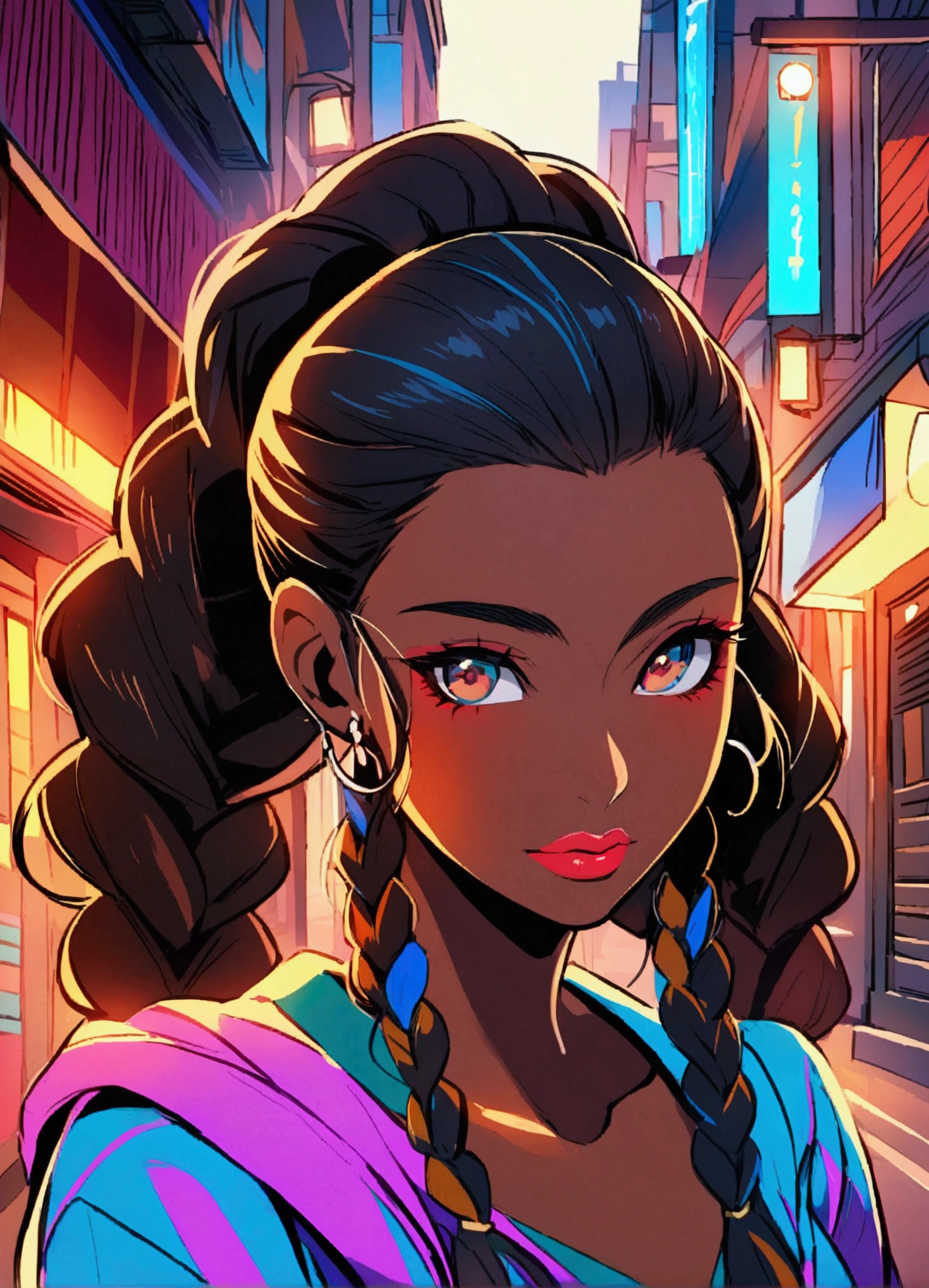 Portrait of an African woman with nago braids in her hair in an African city