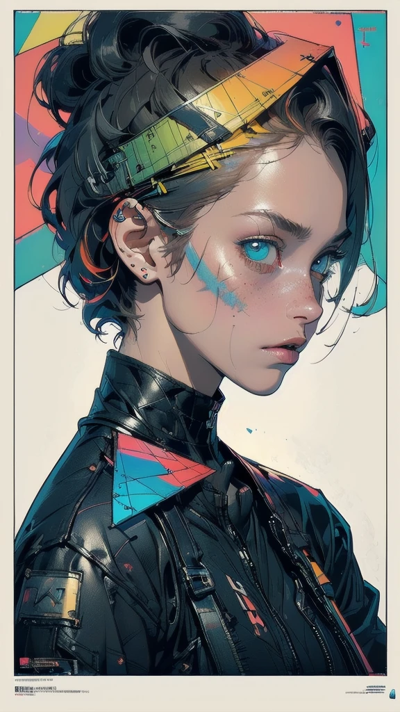 (((masterpiece, highest quality))),(((solo:1.2))),(((1girl:1.2))),32k wallpaper, very detailed, poster, vintage science fiction,(((((geometric cinematic movie poster))))), ((bauhaus)),(shape),(((abstract))),(mid century modern),movie poster,(((((portfolio))))),(((((Close-up))))),(((((bust up))))),((((more various angle)))),((((highlight)))),((((heterochromia)))),(((complete. detailed face))),((((Extremely talented)))),(((((most complecated futristic))))),(Colorful color scheme),(((detailed unlimited complete equipment : zombie))),(((((Absolutely simple background))))),(((texture:grunge)))