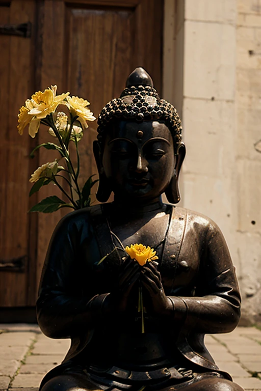Buddha holding flowers
