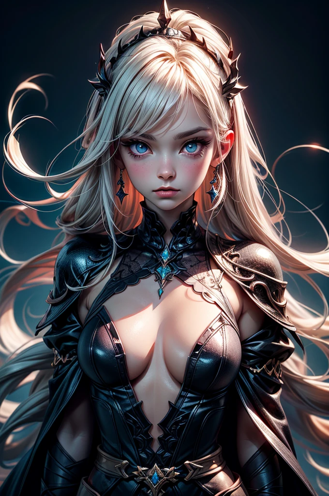 In the middle of ruined old castle there is beatiful undead lich queen who stand under the stary night sky, she have beatiful face, long silver hair with pink highlights her eyes is emerald green red lipsick and smoky eyes make up, her naked tattooed body cover only with black transparent spider web vail, (ultra high quality fantasy art, dark fantasy style, masterpiece, ultra high quality character design, 8k quality anime art, realistic anime art, top quality wallpaper illustration, detailed ultra high quality accurate face, high quality design and accurate physic)